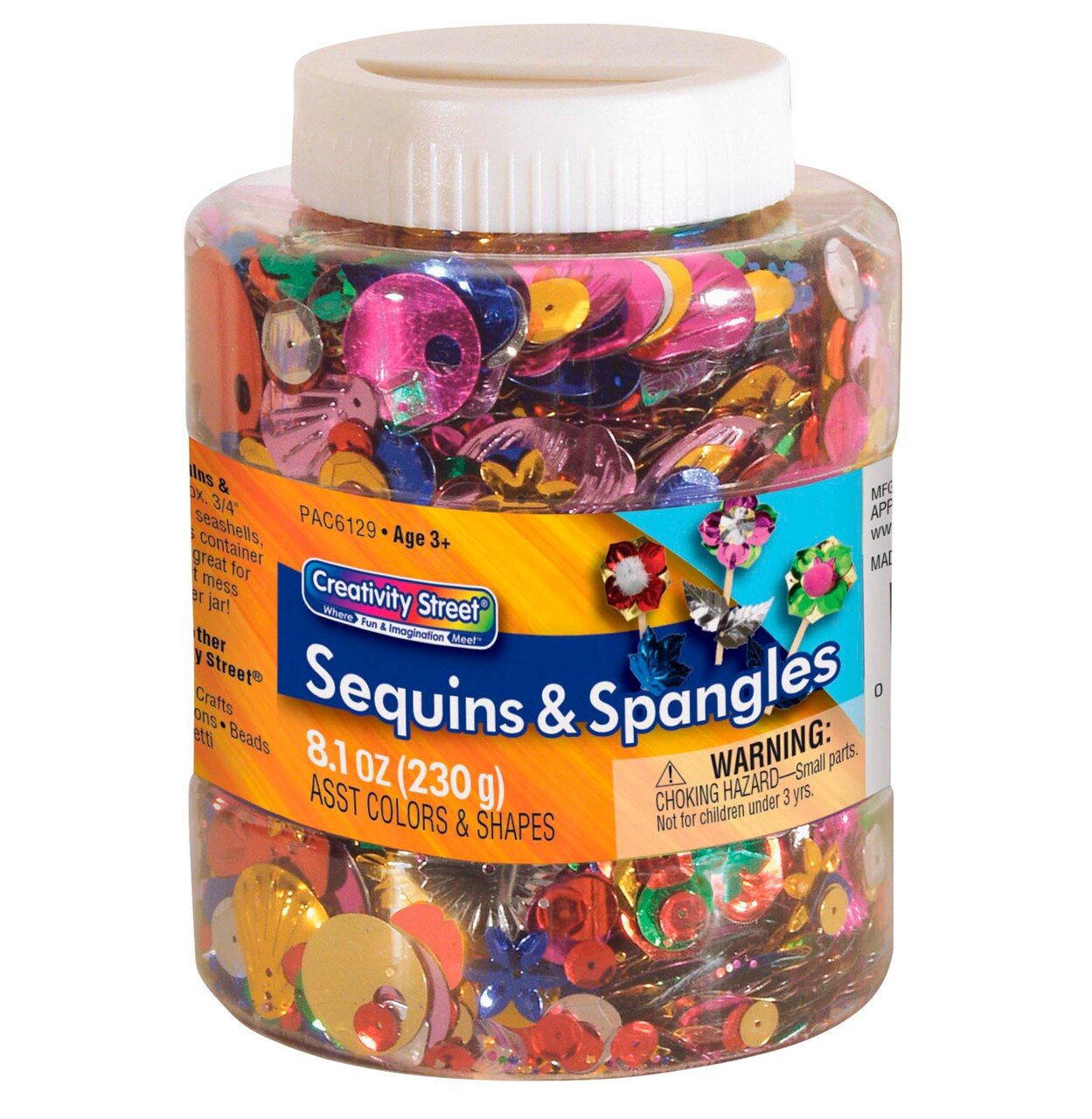 Creativity Street Sequins and Spangles Shaker Jar, Assorted Sizes and Colors, 8-4/5 Ounces